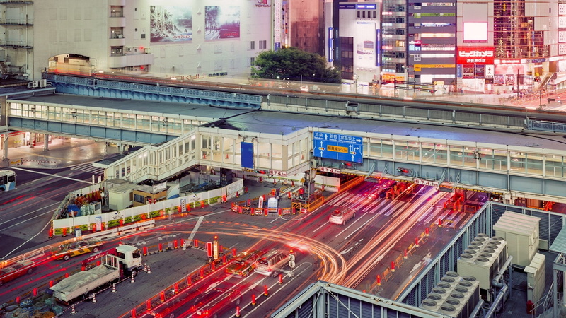 group of people, high Angle View, 1080P, city, city Life, urban Scene, track, hong Kong, famous Place, traffic, bridge, asphalt, incidental people, urban Skyline