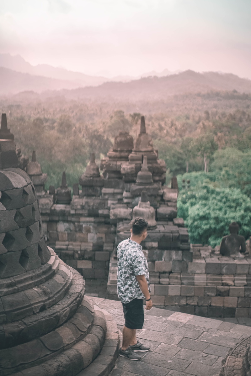 candi borobudur, metropolis, outdoors, ancient, religion, spirituality, the past, apparel, tourism, indonesia, belief, city, yogyakarta, history, town