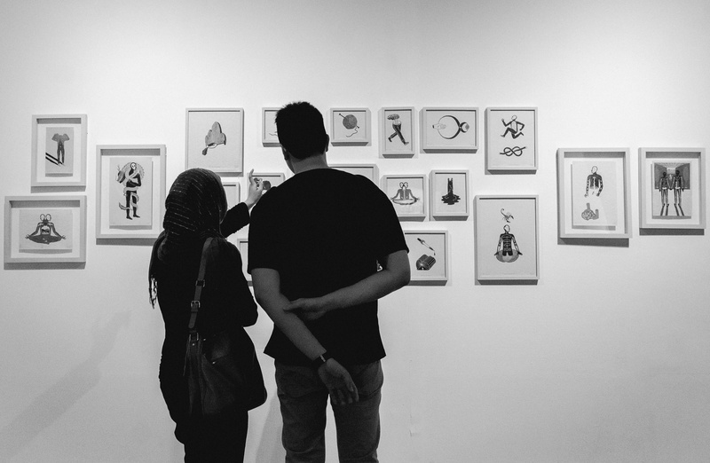 indoors, young men, picture frame, art, men, jogja national museum, people, positive emotion, black and white, woman, man, 4K, adult, love, frame, urban
