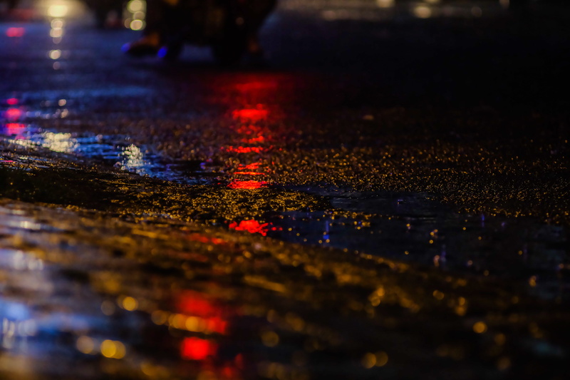 indonesia, transportation, cityscape, light, surface level, illuminated, road, tarmac, concrete, water, nightlife, car, sunlight, wet, grey, asphalt, night