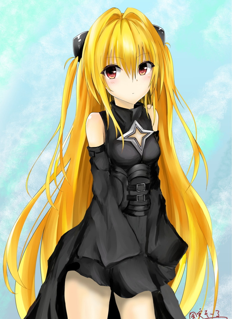 anime girls, Golden Darkness, To Love-ru, 1080P, long hair, yellow hair, anime, To Love-ru Darkness, red eyes