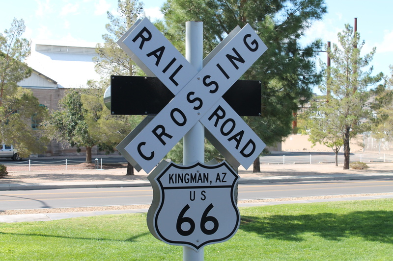 outdoors, 4K, road sign, railroad, day, arizona, number, sign, plant, crossing sign, usa, nature, text, no people, communication, guidance, symbol, route 66