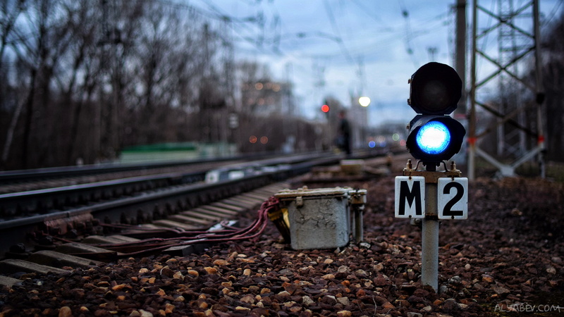 5K, sign, road sign, railroad track, public transportation, mode of transportation, railway signal, light, man made, focus on foreground, plant, tree