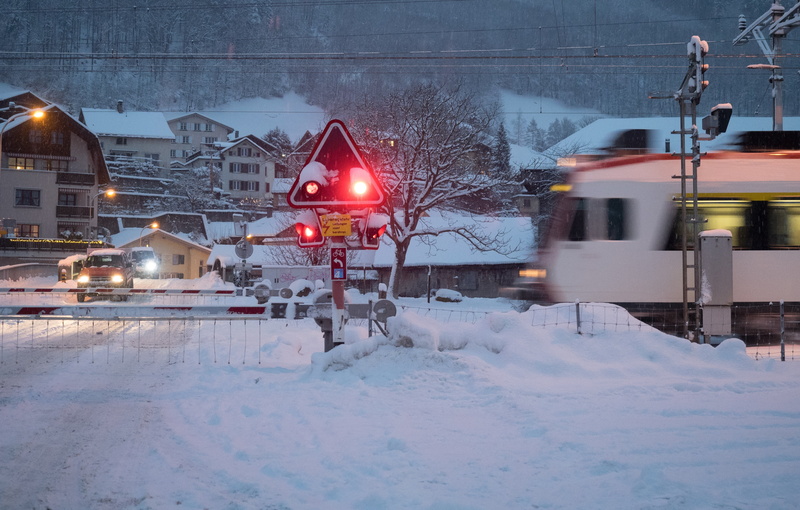 rail transportation, signal, no people, mode of transportation, architecture, illuminated, transportation, building exterior, railroad track, swiss federal railways