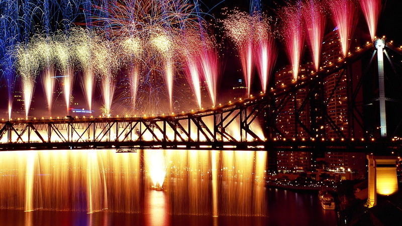 bridge, hd, 4th of july, impressive, fireworks, 1080P