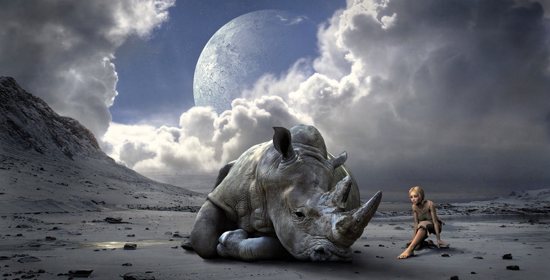mountains, atmosphere, sea, animal, light, dinosaur, woman, d, triceratops, no people, adult, cloud - sky, animal wildlife, sitting, beauty in nature, statue