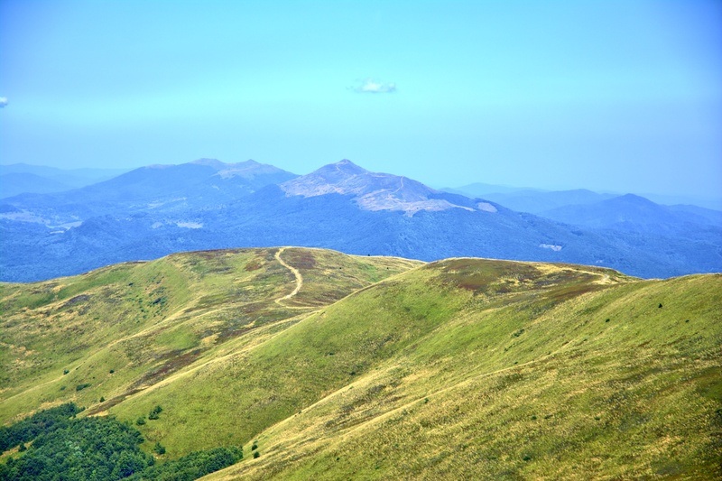 tranquility, blue sky, tourism, outdoors, poland, non-urban scene, tops, holiday, tarnica, mountain range, view, landscape, day, panorama, peace of mind