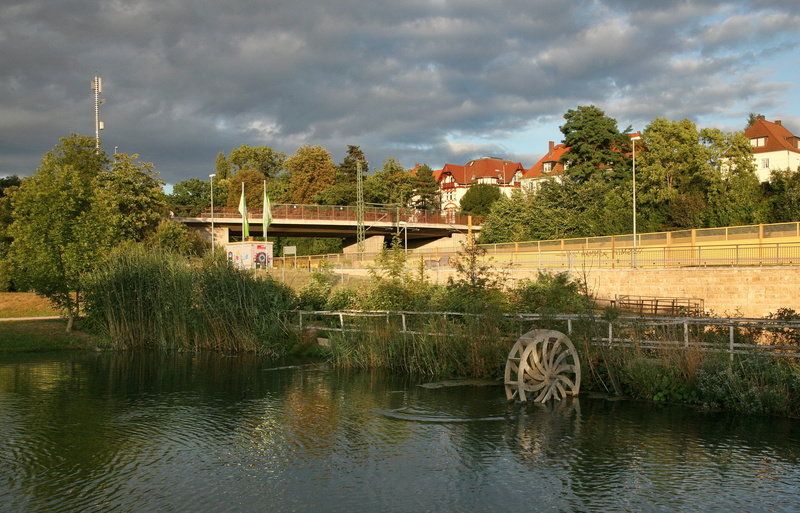 building exterior, erfurt photographer, nature, kress park, no people, architecture, watercress, cloud - sky, arch bridge, river, bridge, erfurt, building