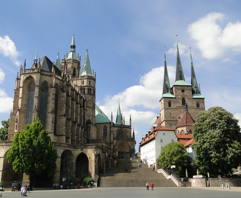 day, built structure, cathedral, city, famous Place, belief, church, dom, erfurt, gothic Style, spire, history, sky, cloud - sky, place of worship, architecture