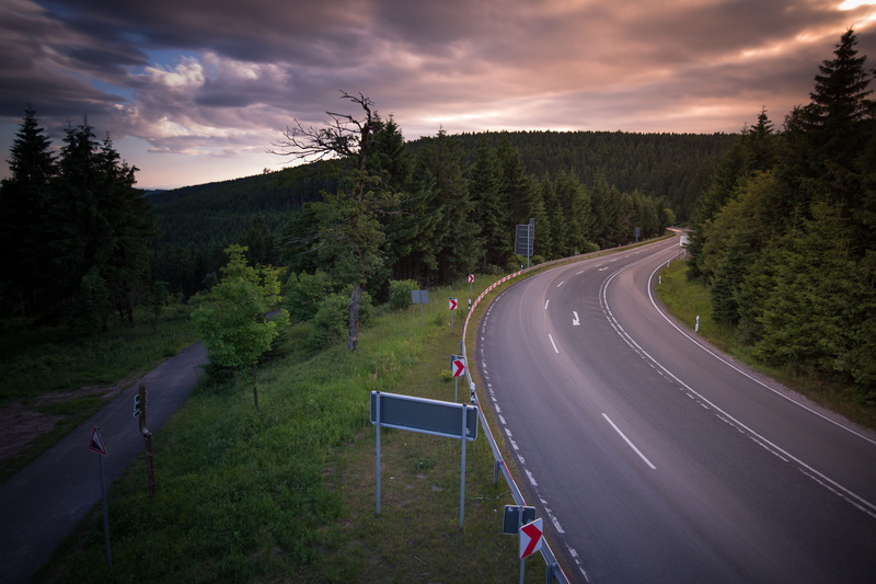 wanderlust, scenics - nature, nature, the way forward, 5K, suhl, clouds, sunset, marking, germany, tree, green, no people, montain, sign, plant, mountain