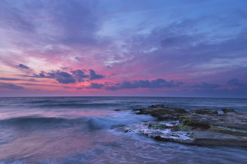 cloudy, sand, tranquility, motion, wave, sunlight, skies, horizon, seascape, horizon Over Water, rock, ocean, land, 5K, blue, cloud, sunset, rock formation