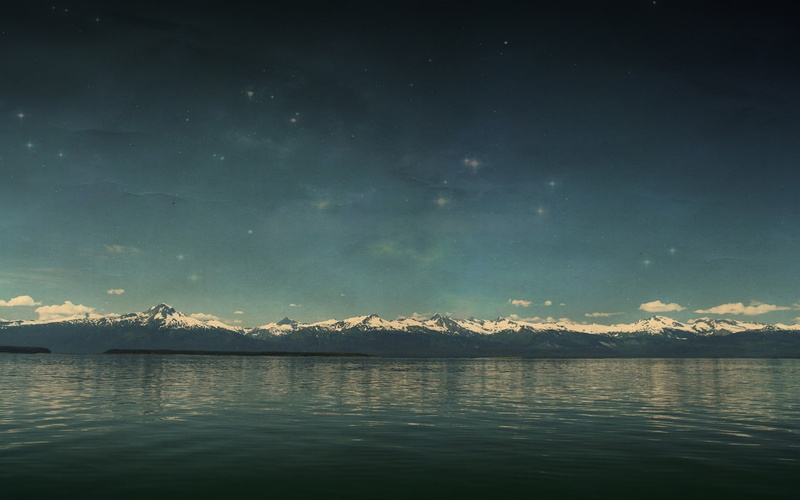 photo manipulation, scenics - nature, nature, digital art, sky, outdoors, night, waterfront, idyllic, body, beauty in nature, 720P, mountain range, lake