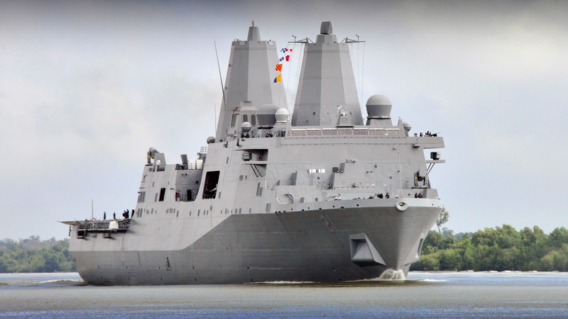 transportation, architecture, mode of transportation, amphibious transport dock, vehicle, no people, sea, outdoors, navy, waterfront, San Antonio, military