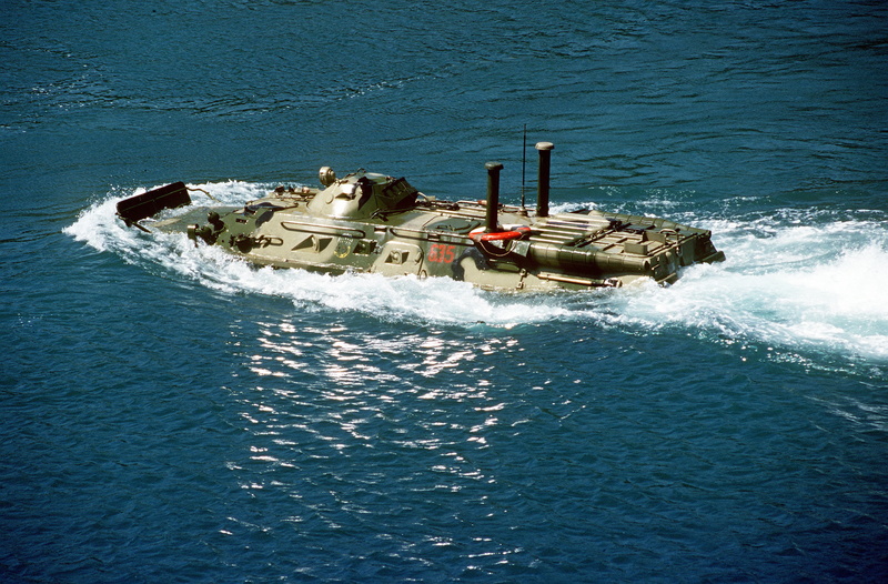 vehicle, speed, transportation, military, weapon, no people, gun, amphibious, mode of transportation, b/m - 635, water, high angle view, danger, nautical Vessel