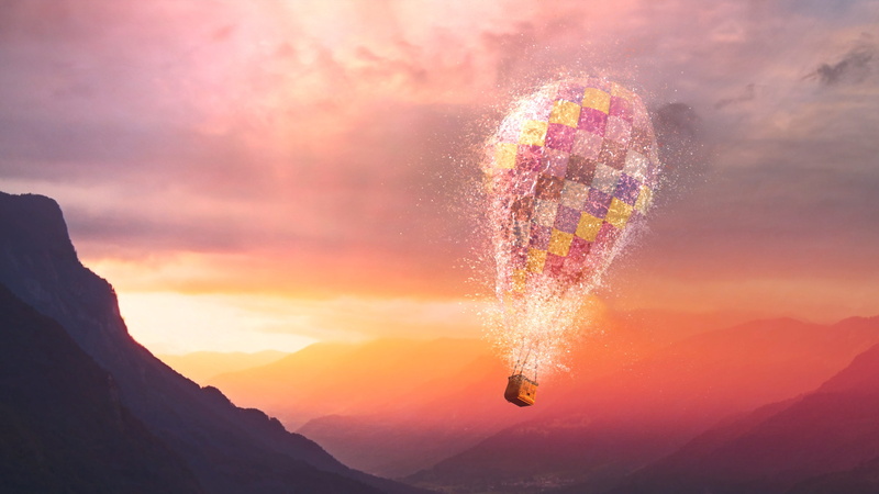 evening, sunset, beauty in nature, multi colored, water, atmosphere, hot air balloon, abendstimmung, sky, explosive, mid-air, dusk, cloud - sky, outdoors