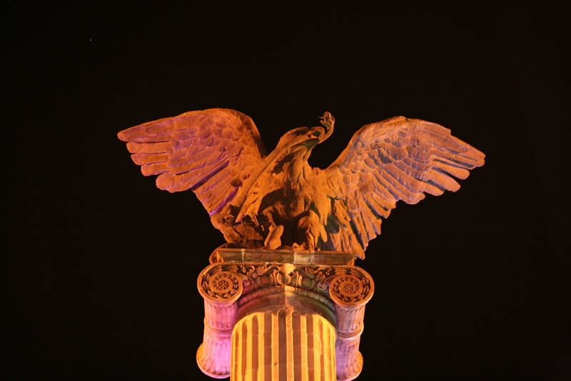eagle, city, plaza, animal representation, aguascalientes, statue, bird, architecture, lighting equipment, craft, celebration, representation, chinese new year