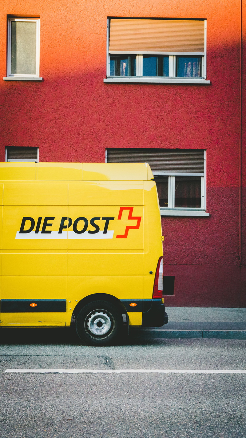 building Exterior, urban, freight Transportation, land Vehicle, editorial, delivering, van, posting, post, city, die post, mode of Transport, red, car