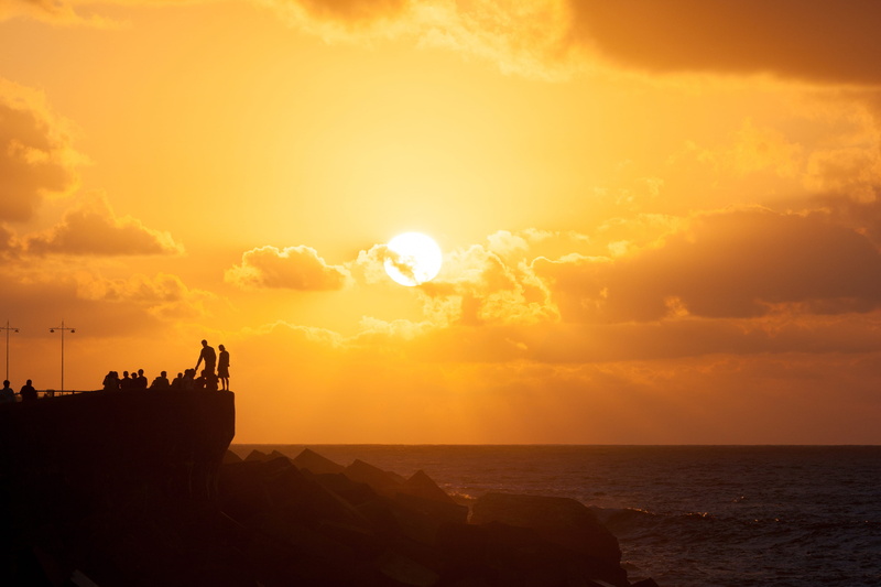 horizon over water, san sebastián, scenics - nature, horizon, sun, beauty in nature, centro kursaal, tranquility, sunset, silhouette, outdoors, tranquil scene