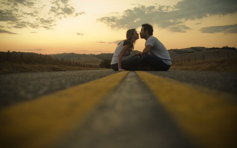 amor, hombre, mujer, sentados, 2K