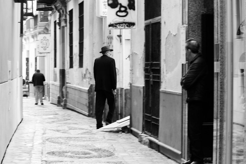 built structure, people, real people, málaga, architecture, street, pasaje chinitas, blanco y negro, adult, 5K, men, standing, quinoal, day, calle, rear view