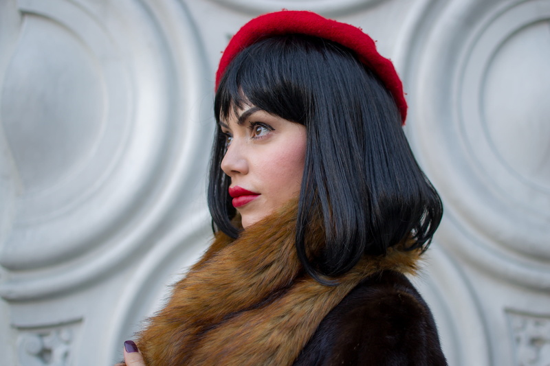 4K, love, young adult, white, beret, standing, black, woman, portrait, romantic, beautiful woman, coat, elegance, hat, female, red hat, one person, fashion