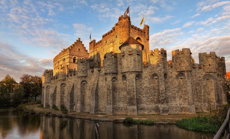 ditch, Belgium, 2K, castle, Gent
