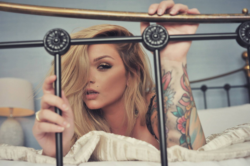 Photography, model, Bilacous, 1080P, painting, body, Ali Amour, blonde, look, tattoo, Alternative Model, girl, hair