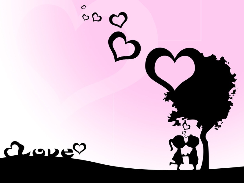 amor, corazones, 720P, beso, arbol