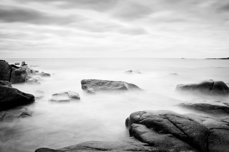 rock - Object, 1080P, été, horizon Over Water, landscape, black And White, scenics, exposition, dusk, sunset, weather, outdoors, waters Edge, rocks, Ile Grande