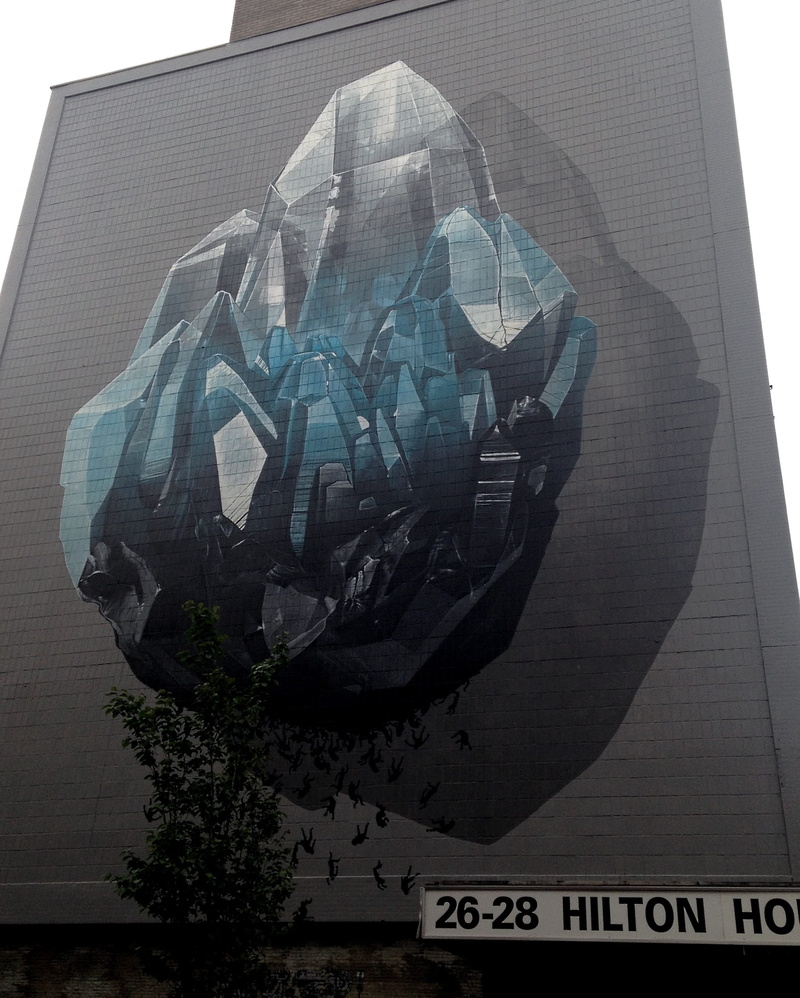 street art, art and craft, manchester, piece, capital letter, reflection, art, sign, text, outdoors, mural, s, block, office building exterior, street
