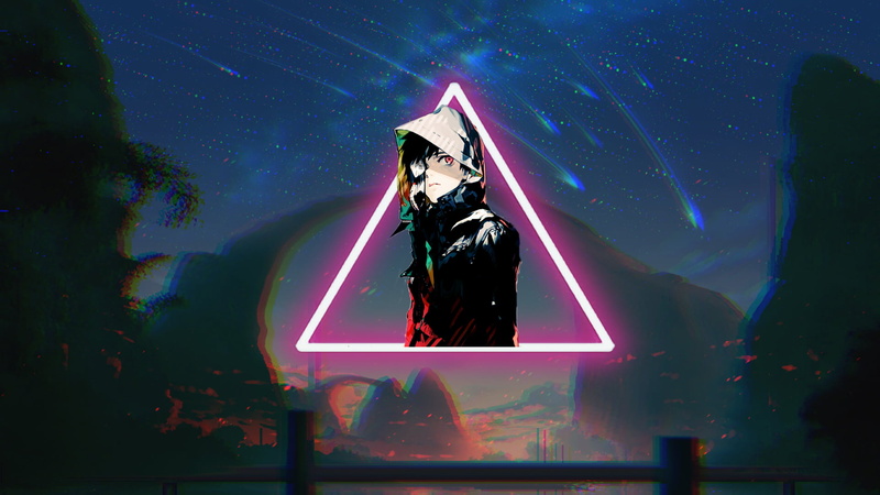 picture-in-picture, red eyes, digital art, triangle, anime boys, anime, 1080P