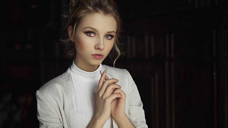 Sergey Fat, portrait, face, blonde, Alice Tarasenko, 1080P, women