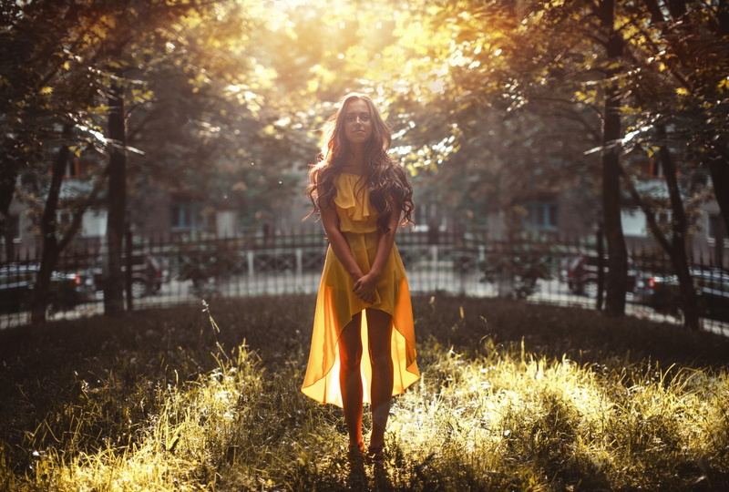 hair, leisure activity, fashion, one person, lifestyles, long hair, nature, standing, full length, young women, outdoors, front view, young adult, Ivan Gorokhov