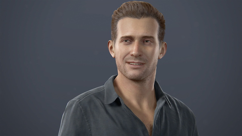 gray background, portrait, game, young adult, gray, handsome, looking at camera, headshot, adult, studio shot, male, beautiful people, 1080P, Uncharted 4: A Thiefs End