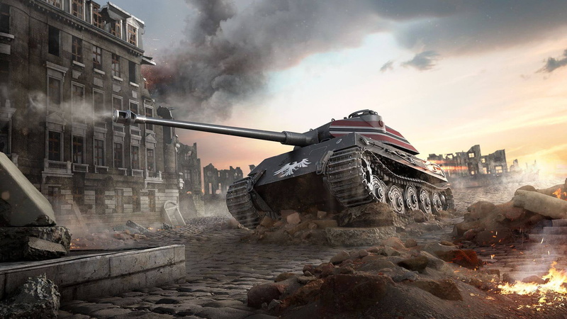The city, VK4503, Germany, Smoke, WoT, 1080P, Fire, Tank, Tiger III, World of Tanks, Adler, Tiger, Ruins