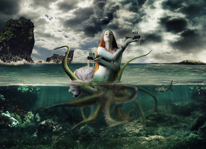 cloud - sky, sky, 1080P, plant, underwater, women, beauty in nature, nature, world, water, transportation, mermaid, scenics - nature, Girls, lifestyles