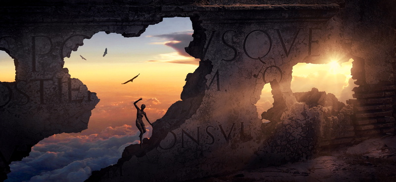 clouds, travel destinations, 5K, sunset, silhouette, arch, composing, dark, solid, contrast, transient, building, sunlight, old ruin, wall, ruined, photomontage