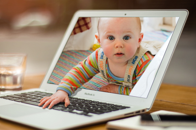 technology, popout, gimp, laptop, headshot, surprised, wireless technology, cute, computer, innocence, 2K, innocent, one person, using laptop, toddler