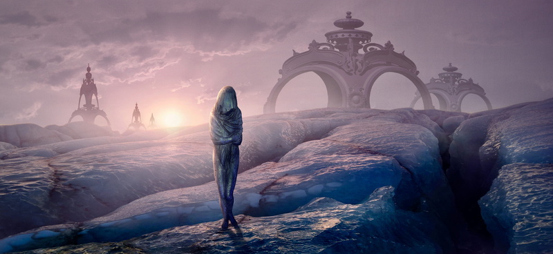 nature, sun, person, mystical, mysterious, the past, fantasy, cloud - sky, glacier, 5K, architecture, surreal, travel, composing, beauty in nature, light