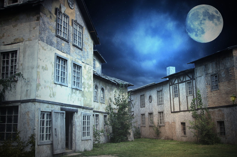 dark, residential district, photo montage, night, moonlight, building, creativity, collage, outdoors, cloud - sky, photomontage, building exterior, photo collage