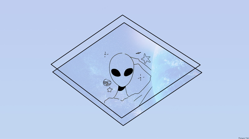 Photoshop, lines, animado, Alien (Creature), Tierra Azur, 4K, galaxy, photomontage, edit, Celeste