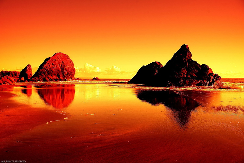 water, brown, idyllic, 1080P, tranquil scene, reflection, rock, sky, stack rock, land, rock formation, beach, solid, ugly, rock - object, tranquility