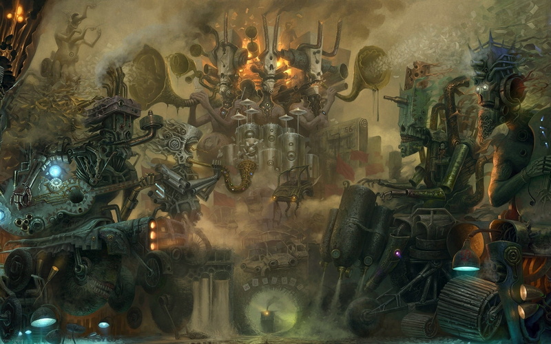 1080P, cyber, cyborg, place, dark, artistic, tech, robots, psychedelic, steam, spooky, monsters, futuristic, vehicles, creatures, detail, cars, mech, fantasy