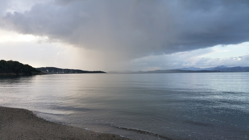 tranquility, coastline, Sea, nature, Downpour, 5K, storm, no people, sky, land, dramatic sky, idyllic, beach, scenics, outdoors, tranquil scene, cloud - sky
