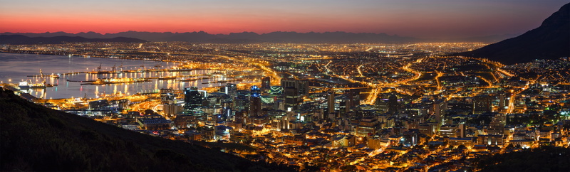 architecture, no people, city life, aerial view, illuminated, urban skyline, outdoors, dusk, dawn, cape town, high angle view, sky, office building exterior