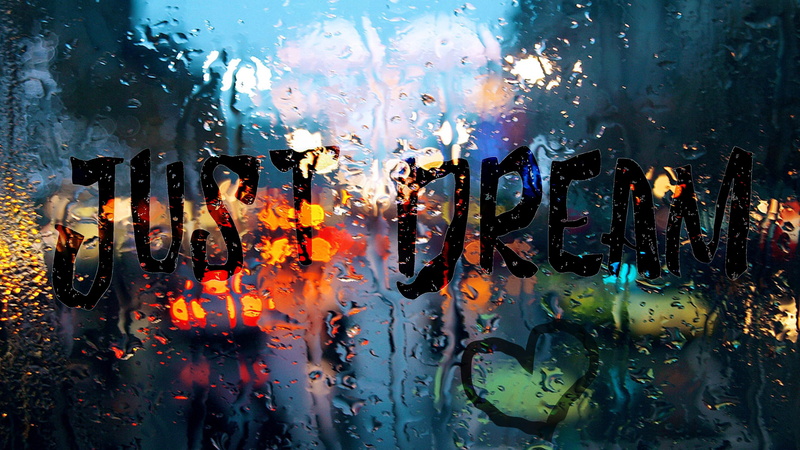 just, 4K, rain, dream, lights, water, wet window, romantic, beauty, heart, wet glass, text, window