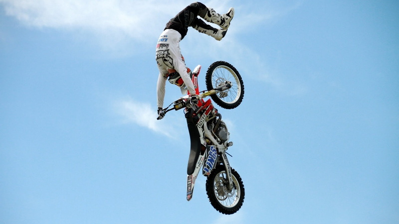 clouds, men, sports, motocross, motorcycle, 1080P, sky