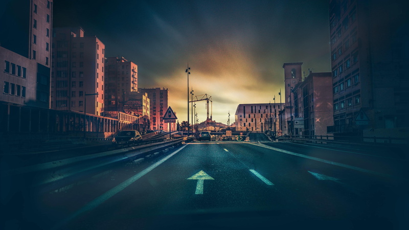 evening, night, city, urban area, street, 4K, dusky, dusk, sky, twilight