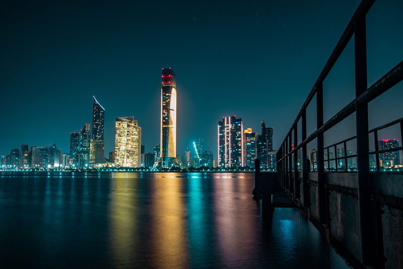 spire, financial district, skyline, tall - high, tower, architecture, sky, urban skyline, nature, skyscraper, cityscape, city lights, night city, photo