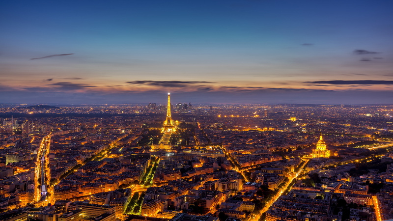 eiffel tower, cityscape, paris, cloud - sky, france, city life, sky, dusk, architecture, crowd, skyscraper, building, built structure, capital city, city